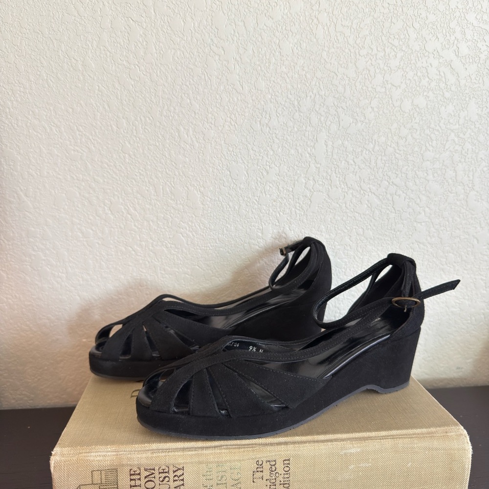 Donald J. Pliner Black Wedge Sandals